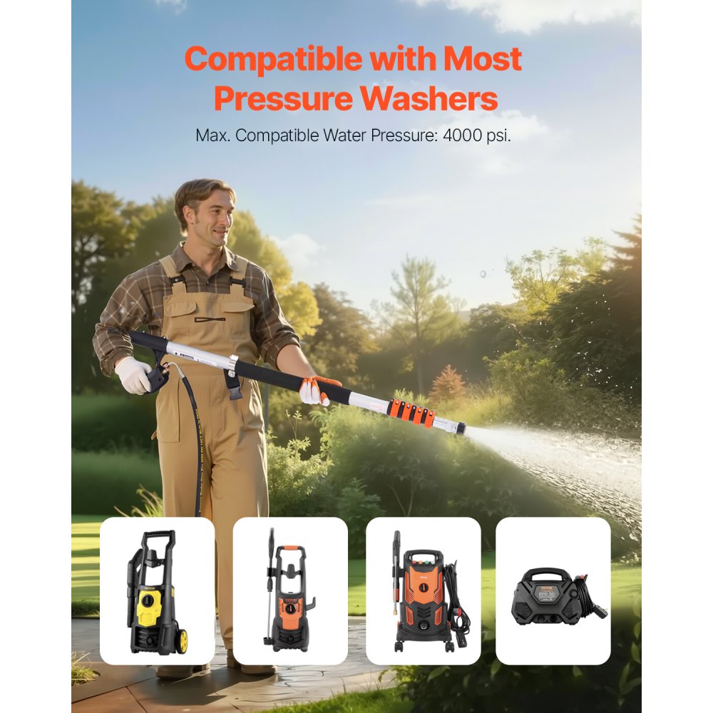 VEVOR Pressure Washer Telescoping Wand 6358 mm 275 bar Telescopic Spray Wand