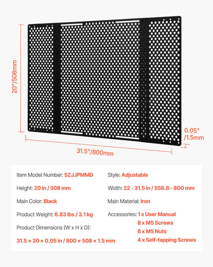 RV Screen Door Protector, Adjusts from 558.8 – 800 mm, Adjustable Door Grille, Easy to Install, Reinforced Breathable Honeycomb Holes, Iron Camper RV Entry Protector for Pet Protection, Black
