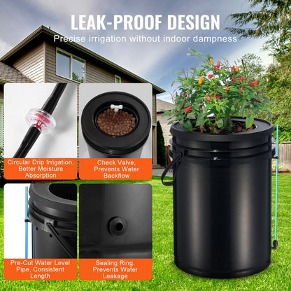 Hydroponic System with Drip Irrigation, 2 Buckets, 20L Capacity, 5 kg Weight