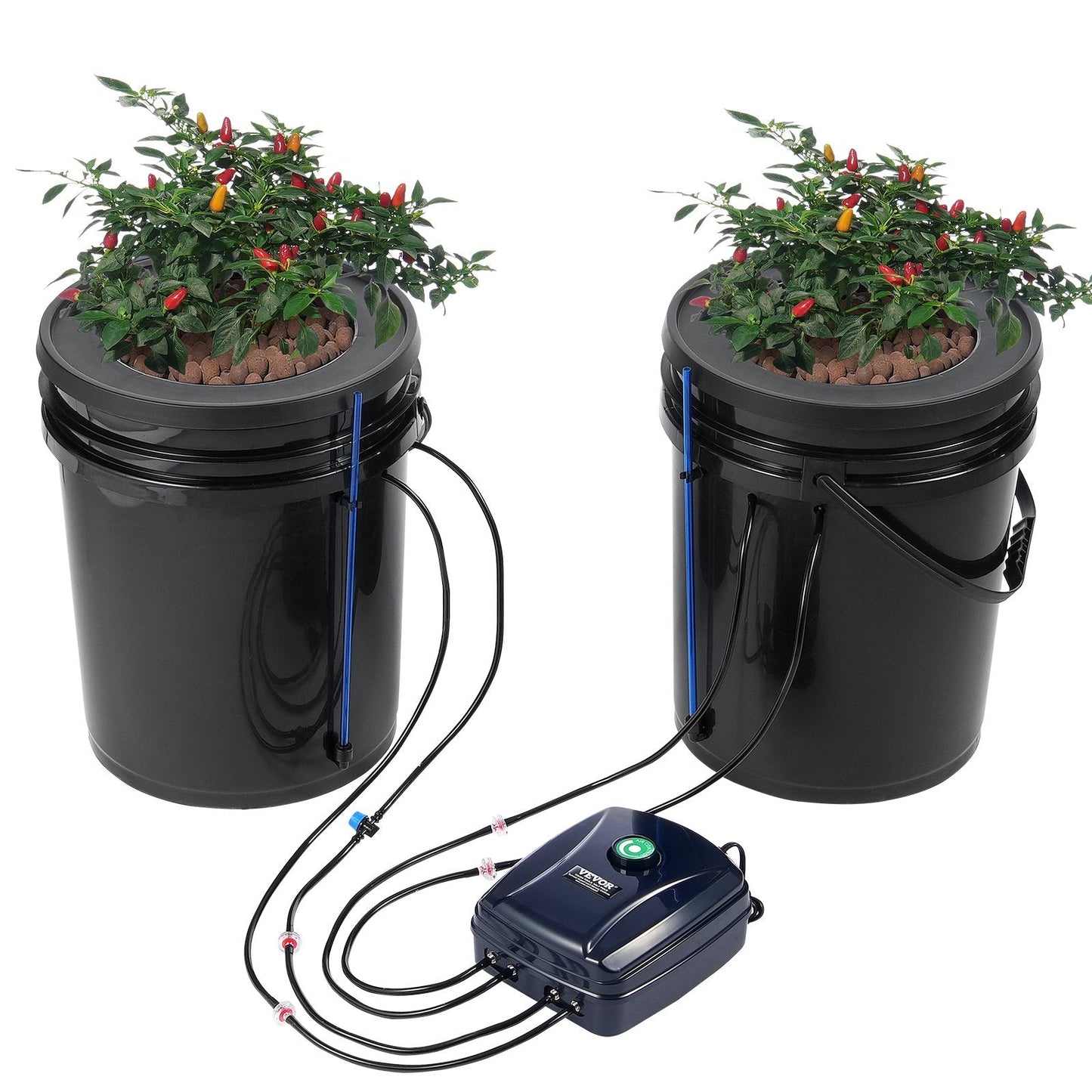Hydroponic System with Drip Irrigation, 2 Buckets, 20L Capacity, 5 kg Weight