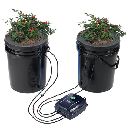 Hydroponic System with Drip Irrigation, 2 Buckets, 20L Capacity, 5 kg Weight