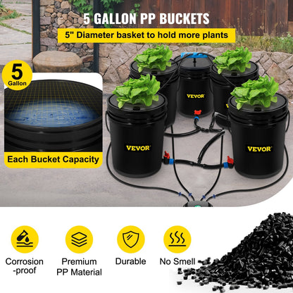 5-Bucket Hydroponic System with Air Pump for Indoor/Outdoor Vegetables