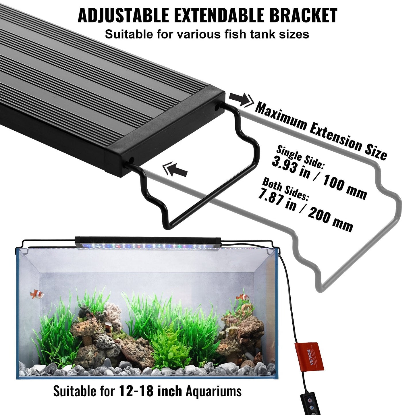 10W Full Spectrum Aquarium Light with Adjustable Brightness & Timer (0.3-0.5m)