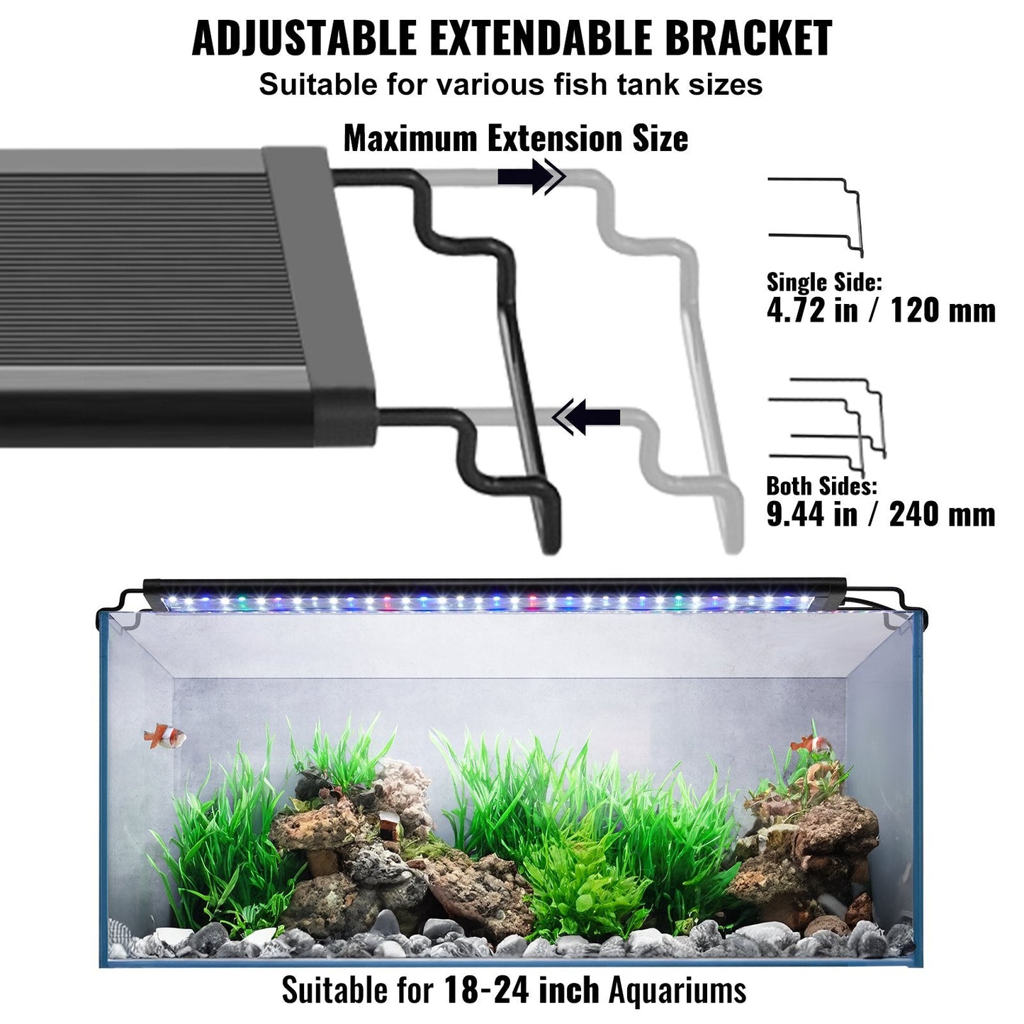 18W Full Spectrum Aquarium Light with Adjustable Timer for 0.45-0.61m Tanks