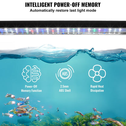 Full Spectrum LED Aquarium Light 14W for 0.45-0.61m Fish Tanks, Slim Design