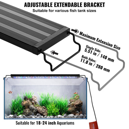 Full Spectrum LED Aquarium Light 14W for 0.45-0.61m Fish Tanks, Slim Design