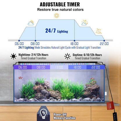 Full Spectrum 26W Aquarium Light with Adjustable Timer for 0.75-0.9m Tanks