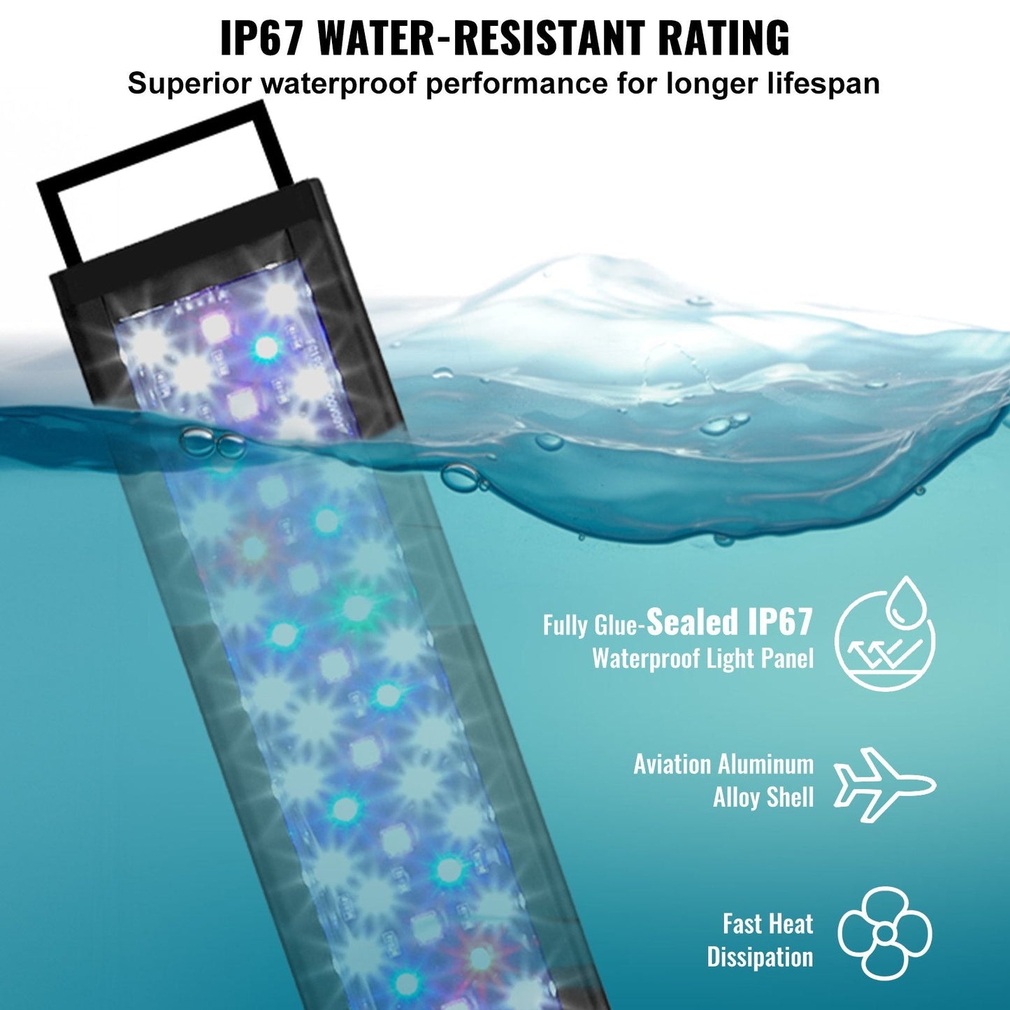 36W Full Spectrum Aquarium Light with Adjustable Timer & Extendable Brackets
