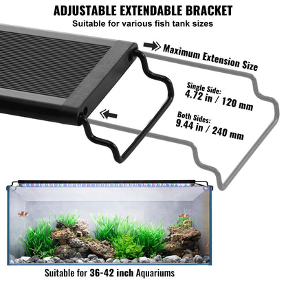 36W Full Spectrum Aquarium Light with Adjustable Timer & Extendable Brackets