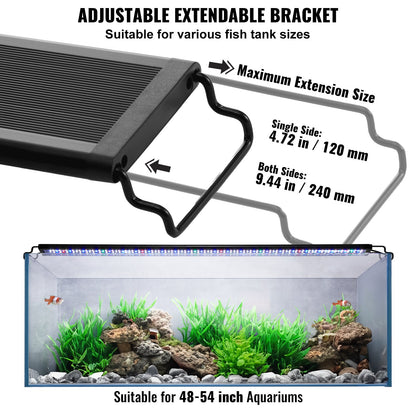 VEVOR Aquarium Light, 48W Full Spectrum Fish Tank Light with 24/7 Natural Mode,