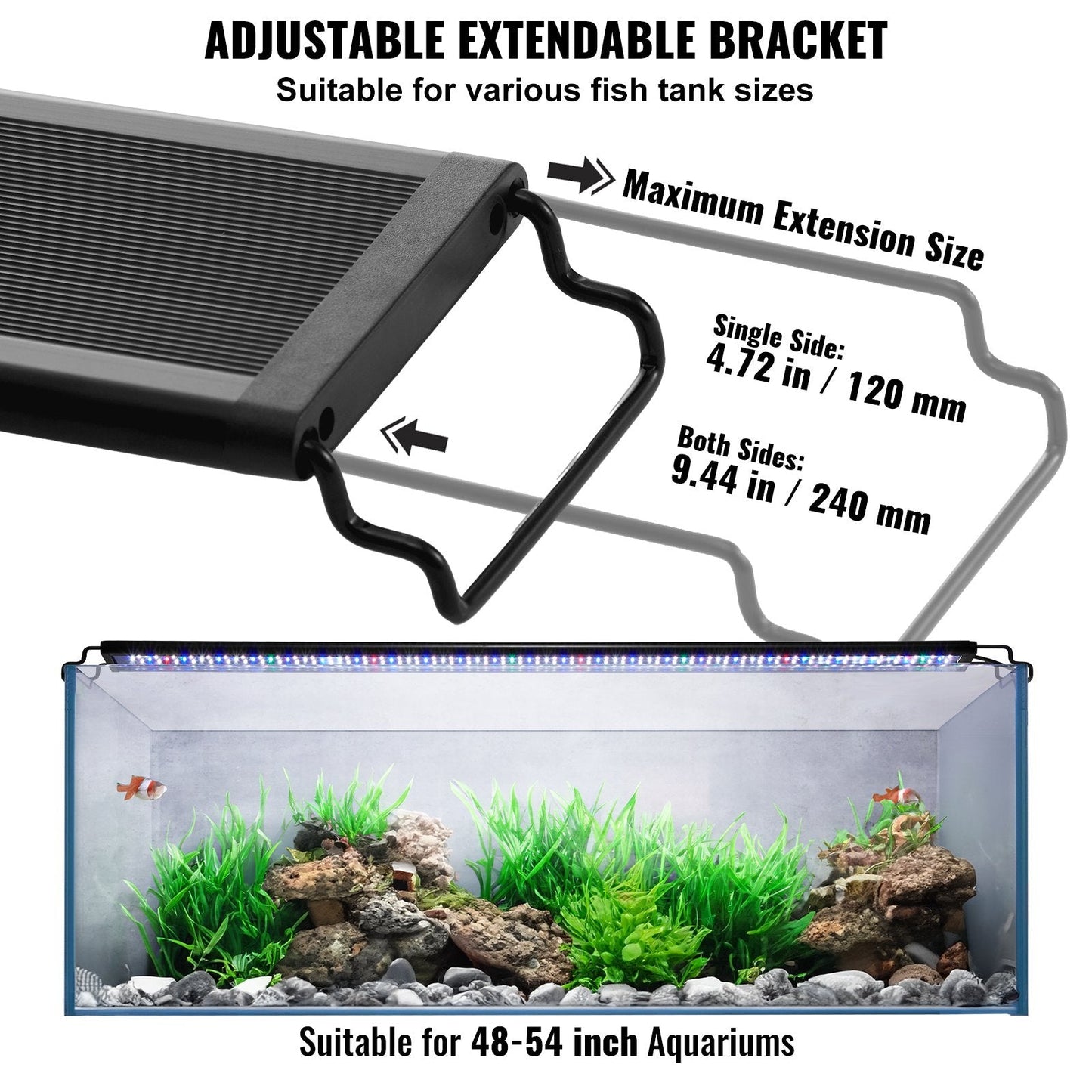 48W Full Spectrum Aquarium Light with Adjustable Timer for 1.2-1.37m Tanks