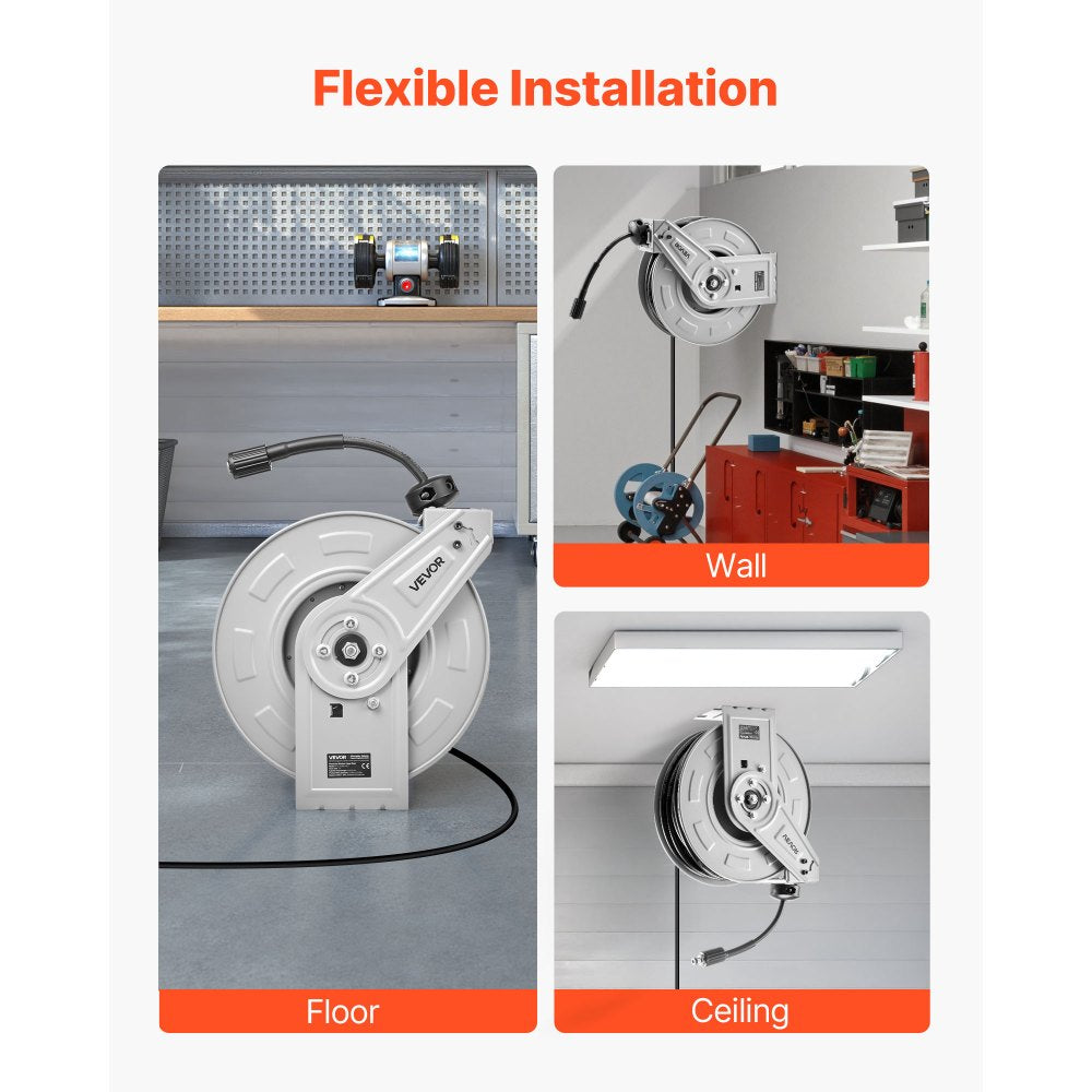 Pressure Washer Hose Reel 19.8m x 6.4mm Retractable 3200PSI Auto-Rewinding
