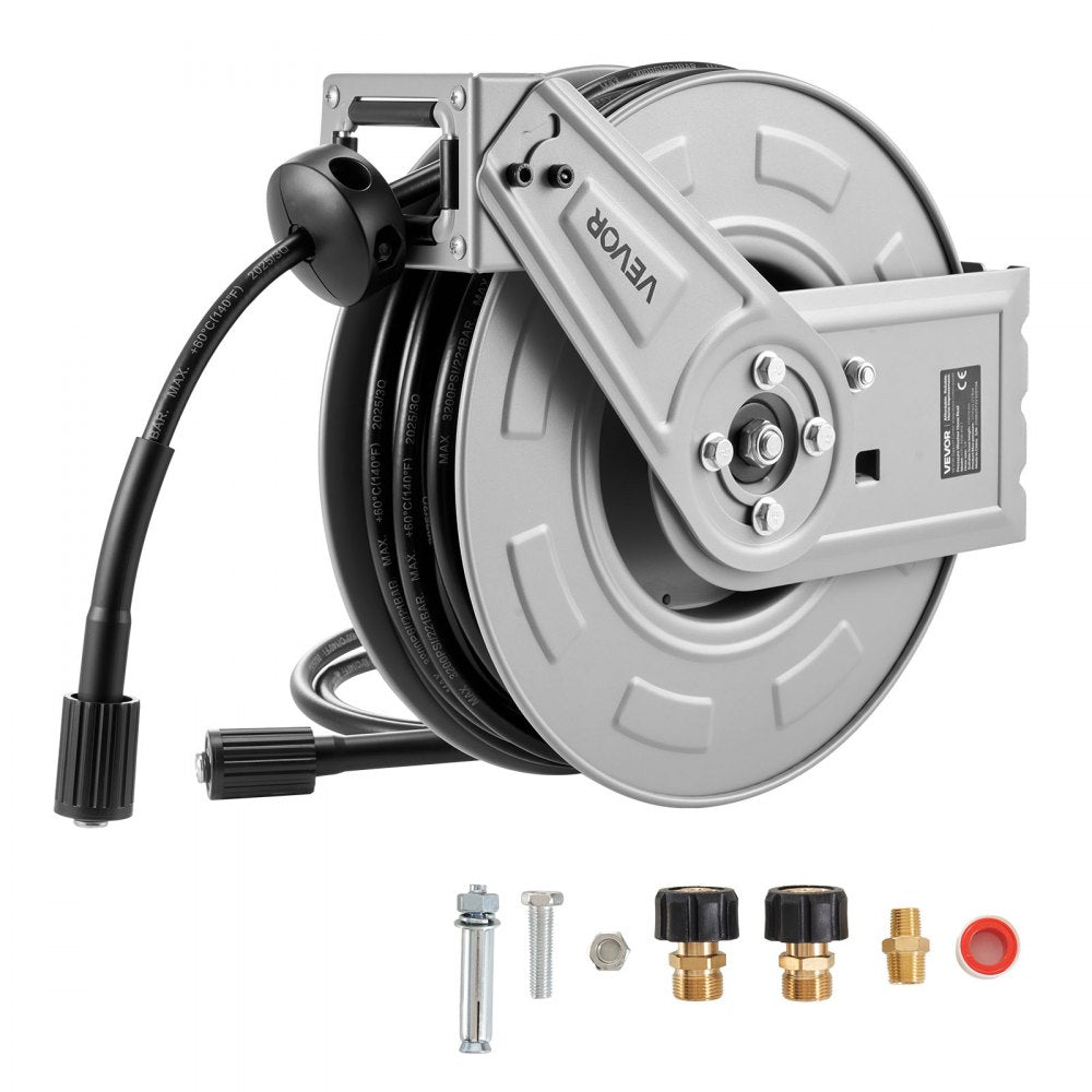 Pressure Washer Hose Reel 19.8m x 6.4mm Retractable 3200PSI Auto-Rewinding