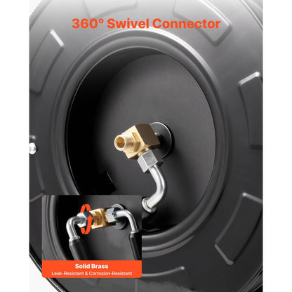 Pressure Washer Hose Reel 18.3m x 6.4mm Retractable 4000PSI Auto-Rewinding