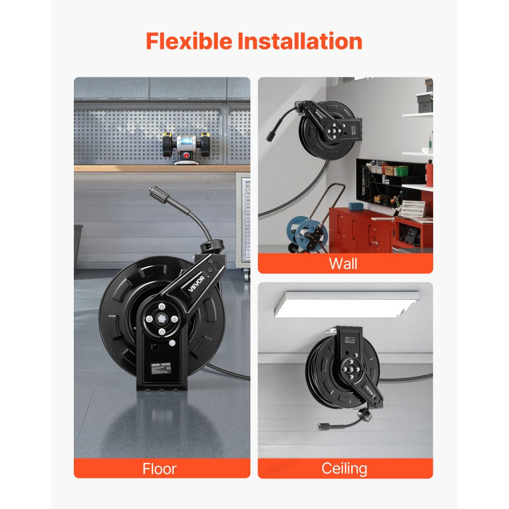 Pressure Washer Hose Reel 18.3m x 6.4mm Retractable 4000PSI Auto-Rewinding