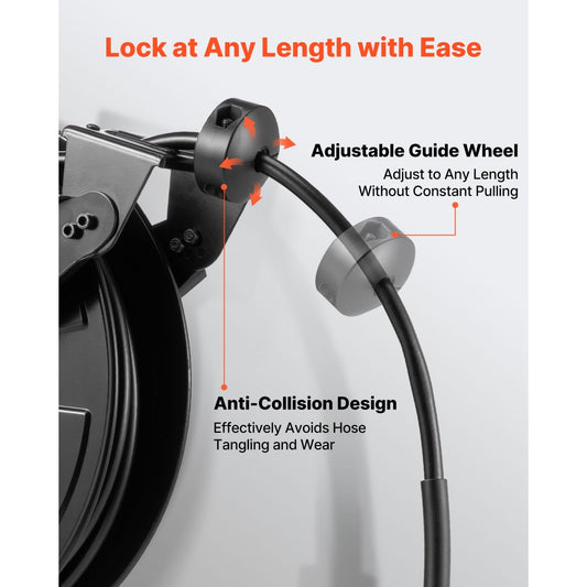 Pressure Washer Hose Reel 15.2m x 9.5mm Retractable 4000PSI Auto-Rewinding