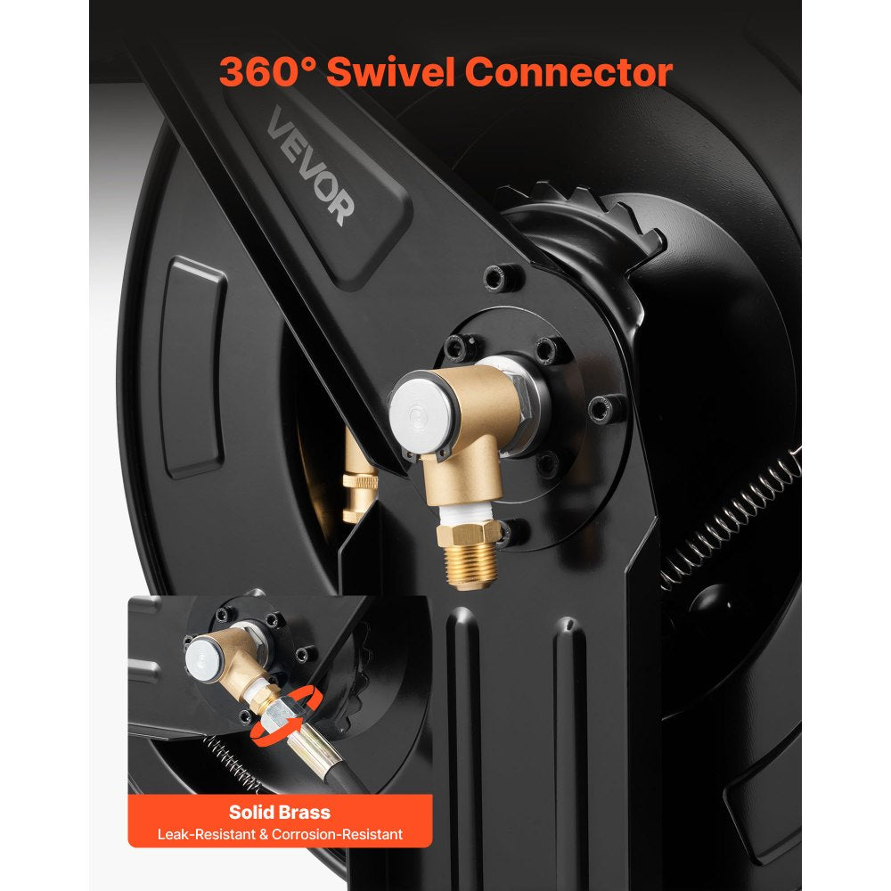 Pressure Washer Hose Reel 15.2m x 9.5mm Retractable 4000PSI Auto-Rewinding