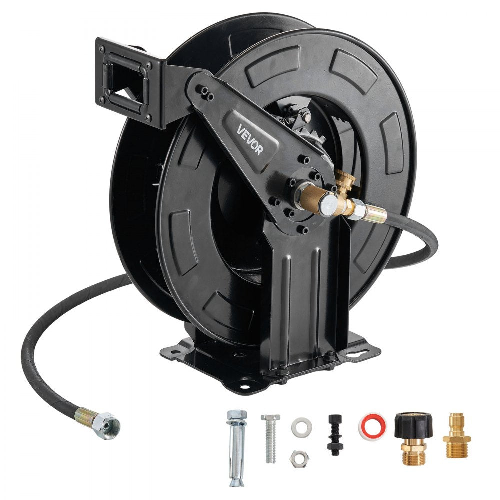 Pressure Washer Hose Reel 15.2m x 9.5mm Retractable 4000PSI Auto-Rewinding