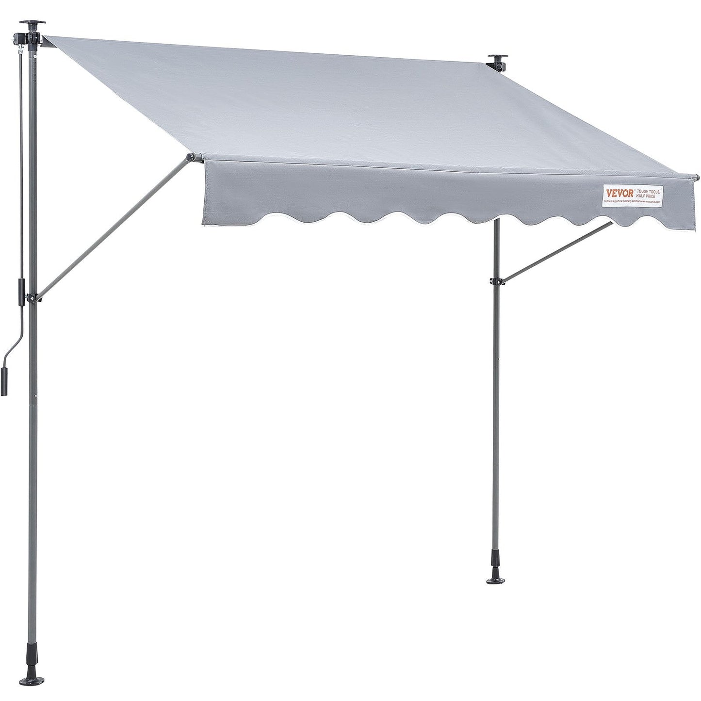 Manual Retractable Awning, 2m Patio Sunshade with Adjustable Canopy and UV Protection