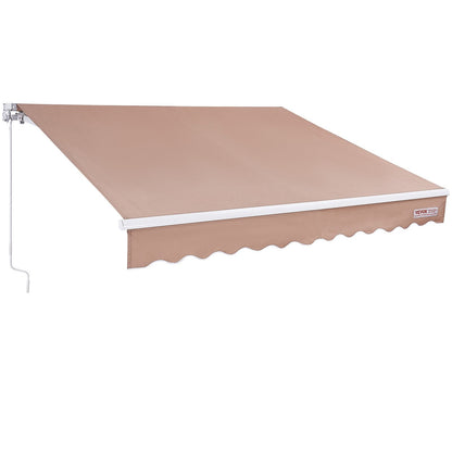 Manual Retractable Awning, 3.05x2.44m Water-Resistant Sunshade Shelter