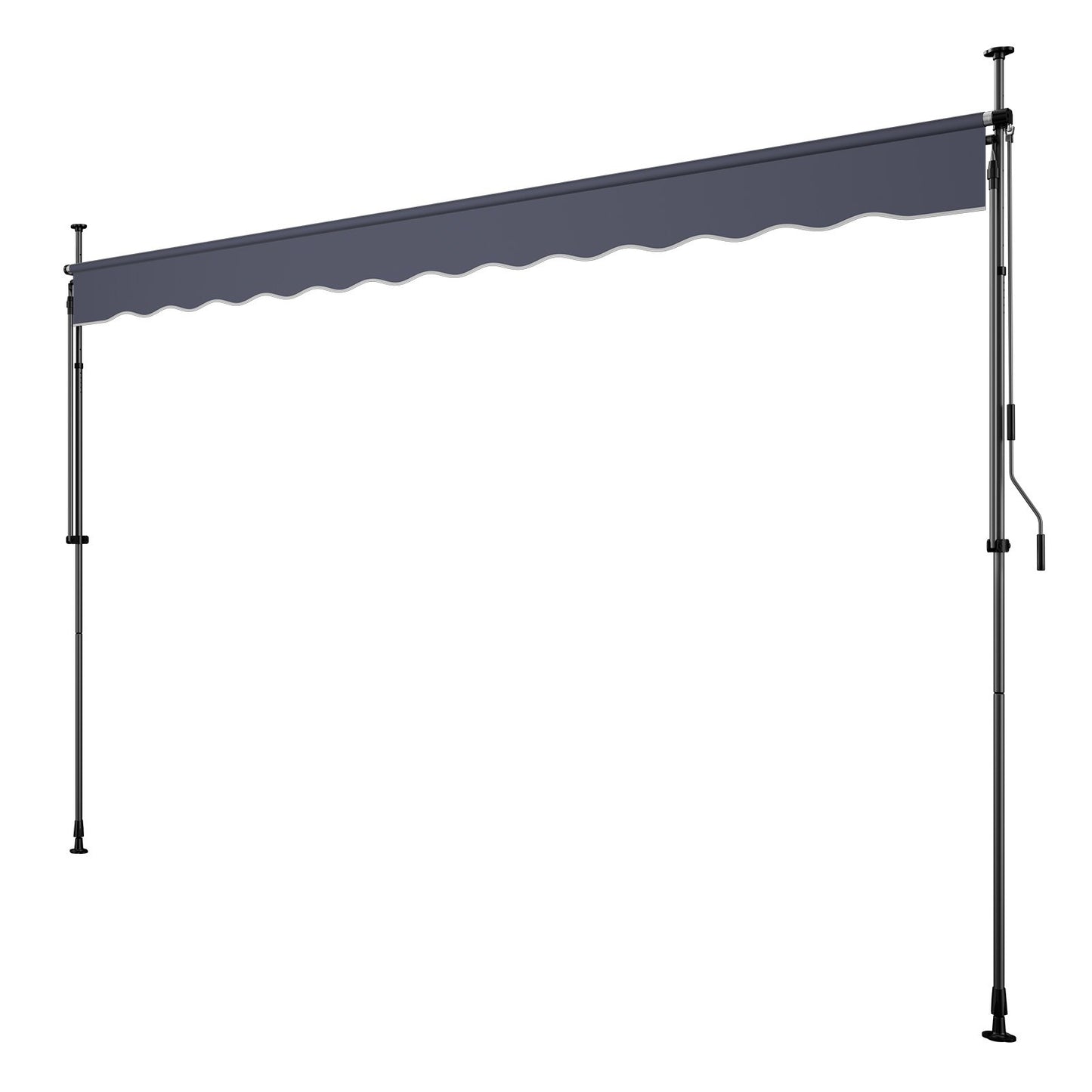 Manual Retractable Awning, 400 cm Outdoor Retractable Patio Awning Sunshade Shelter, Height Adjustable Patio Door Window Canopy with Manual Crank Handle for Backyard, Garden, Balcony, Dark Gray