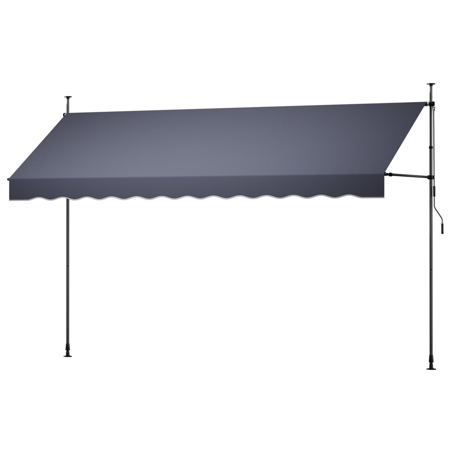 Manual Retractable Awning, 400 cm Outdoor Retractable Patio Awning Sunshade Shelter, Height Adjustable Patio Door Window Canopy with Manual Crank Handle for Backyard, Garden, Balcony, Dark Gray