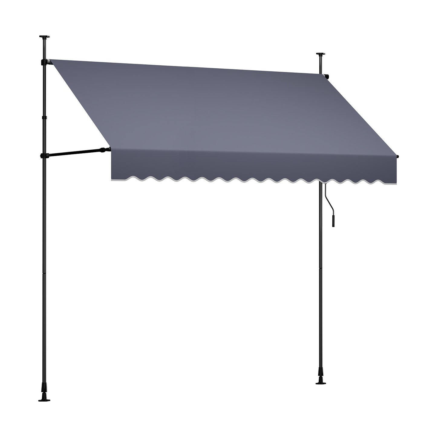 Manual Retractable Awning, 250 cm Outdoor Retractable Patio Awning Sunshade Shelter, Height Adjustable Patio Door Window Canopy with Manual Crank Handle for Backyard, Garden, Balcony, Dark Gray