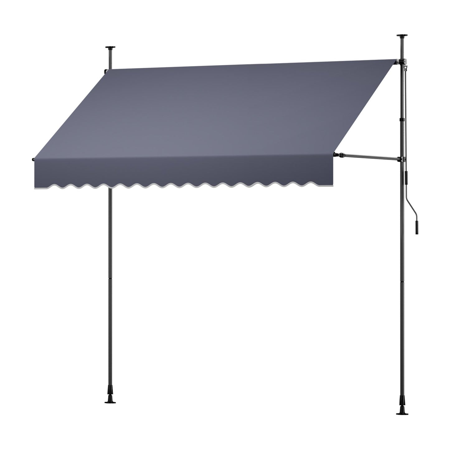 Manual Retractable Awning, 250 cm Outdoor Retractable Patio Awning Sunshade Shelter, Height Adjustable Patio Door Window Canopy with Manual Crank Handle for Backyard, Garden, Balcony, Dark Gray