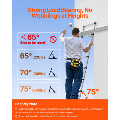 VEVOR Telescoping Ladder Stainless Steel Extension Step 3740mm Portable Ladders