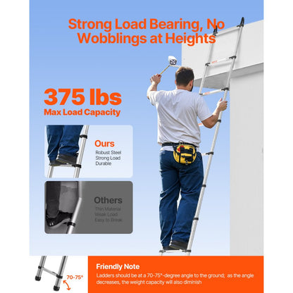 VEVOR Telescoping Ladder Stainless Steel Extension Step 5030mm Portable Ladders