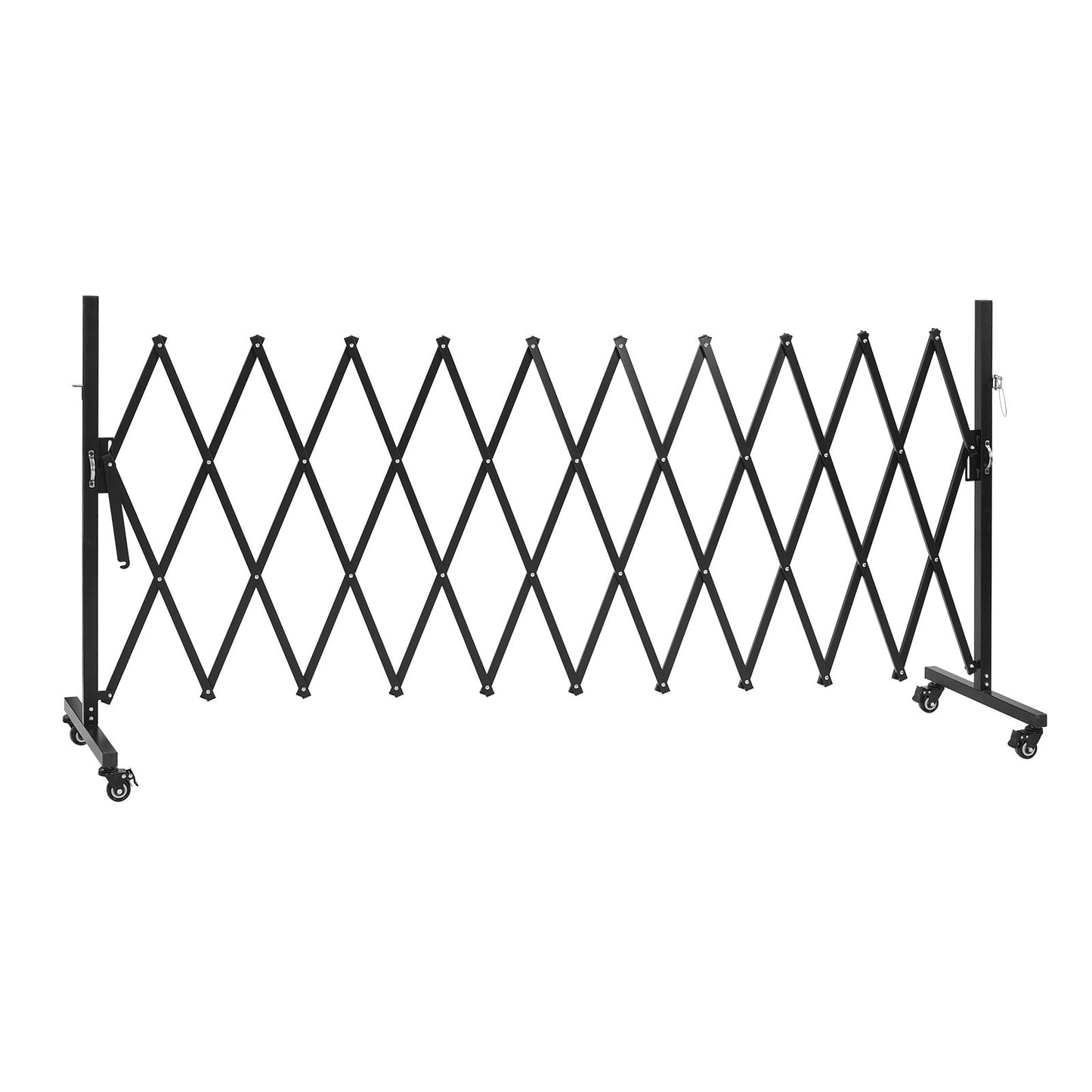 Expandable Barricade, 3.37m Expandable Safety Barrier, Flexible Mobile Barricade with Locking Casters, Portable Folding Security Gate Metal Traffic Fence for Patio Garden Stairway