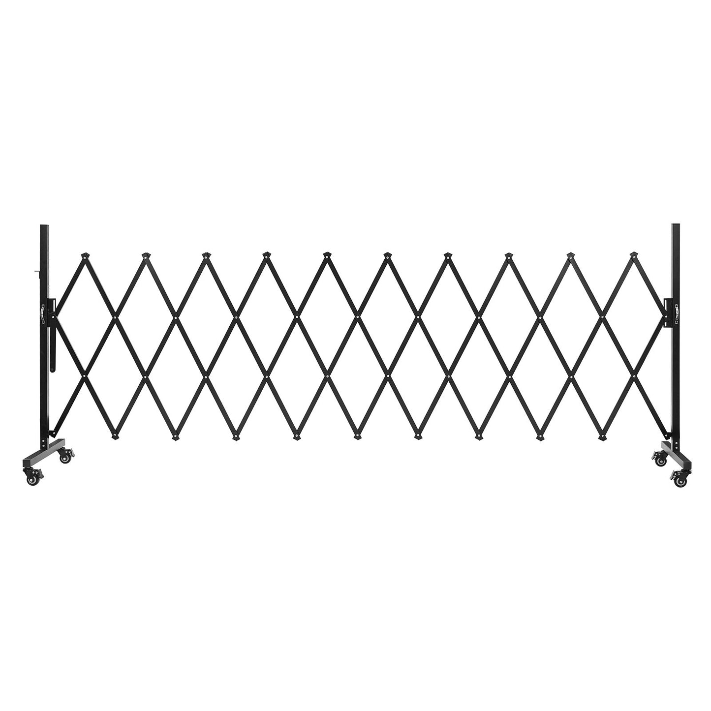 Expandable Barricade, 3.37m Expandable Safety Barrier, Flexible Mobile Barricade with Locking Casters, Portable Folding Security Gate Metal Traffic Fence for Patio Garden Stairway