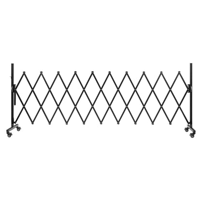 Expandable Barricade, 3.37m Expandable Safety Barrier, Flexible Mobile Barricade with Locking Casters, Portable Folding Security Gate Metal Traffic Fence for Patio Garden Stairway