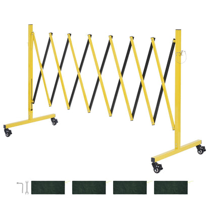 Industrial Expandable Barricade, 3.82m Expandable Safety Barrier, Flaxible Mobile Barricade with Locking Casters, Portable Folding Security Gate Traffic Fence for Driveway Warehouse Elevator