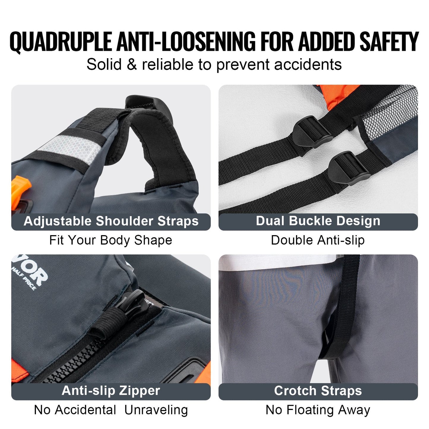 Waterproof Life Jacket for Watersports, 80N Buoyancy, Adjustable Fit, Size S
