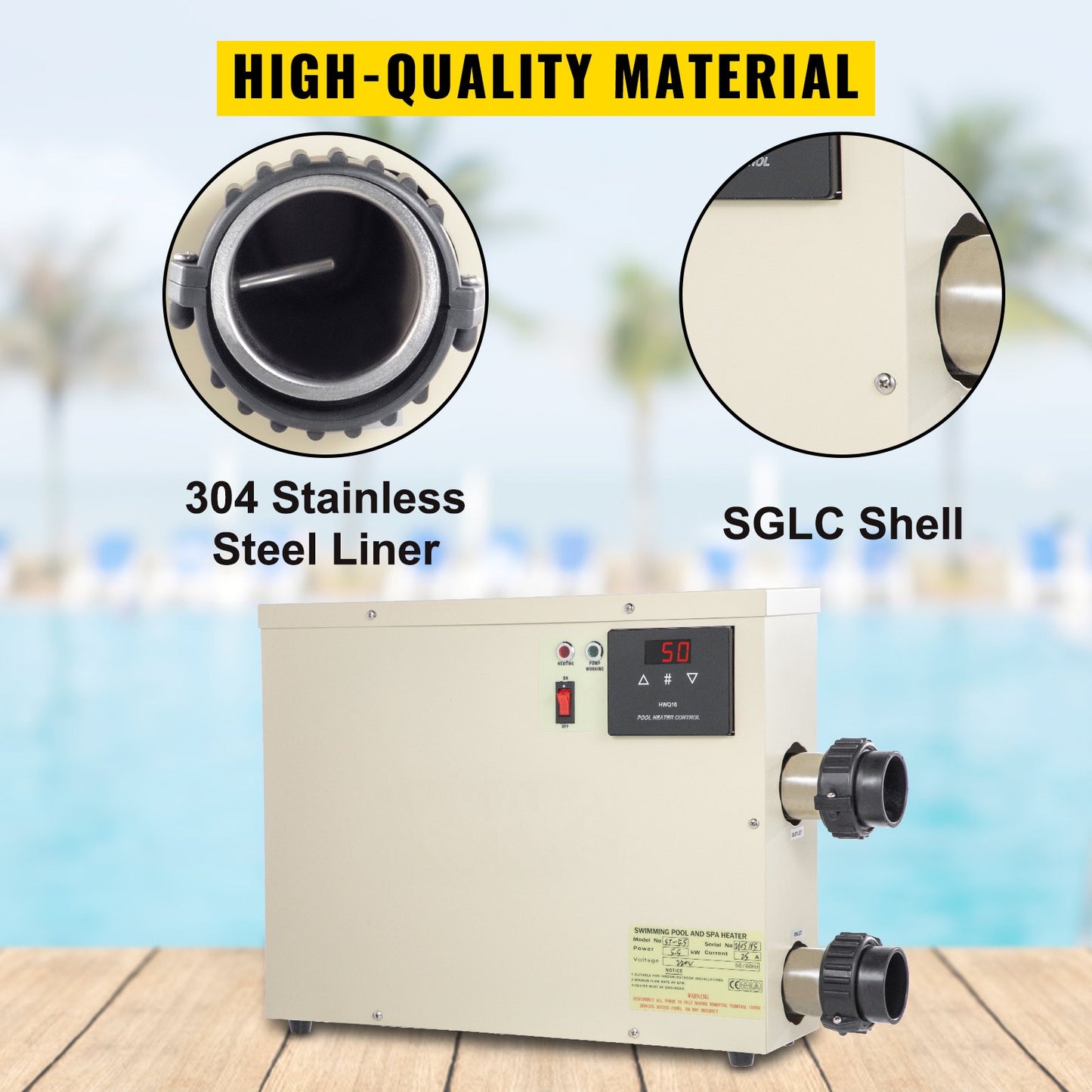 VEVOR Pool Heater Electric 11KW 220V Spa Heater Electric Heating and Thermostat