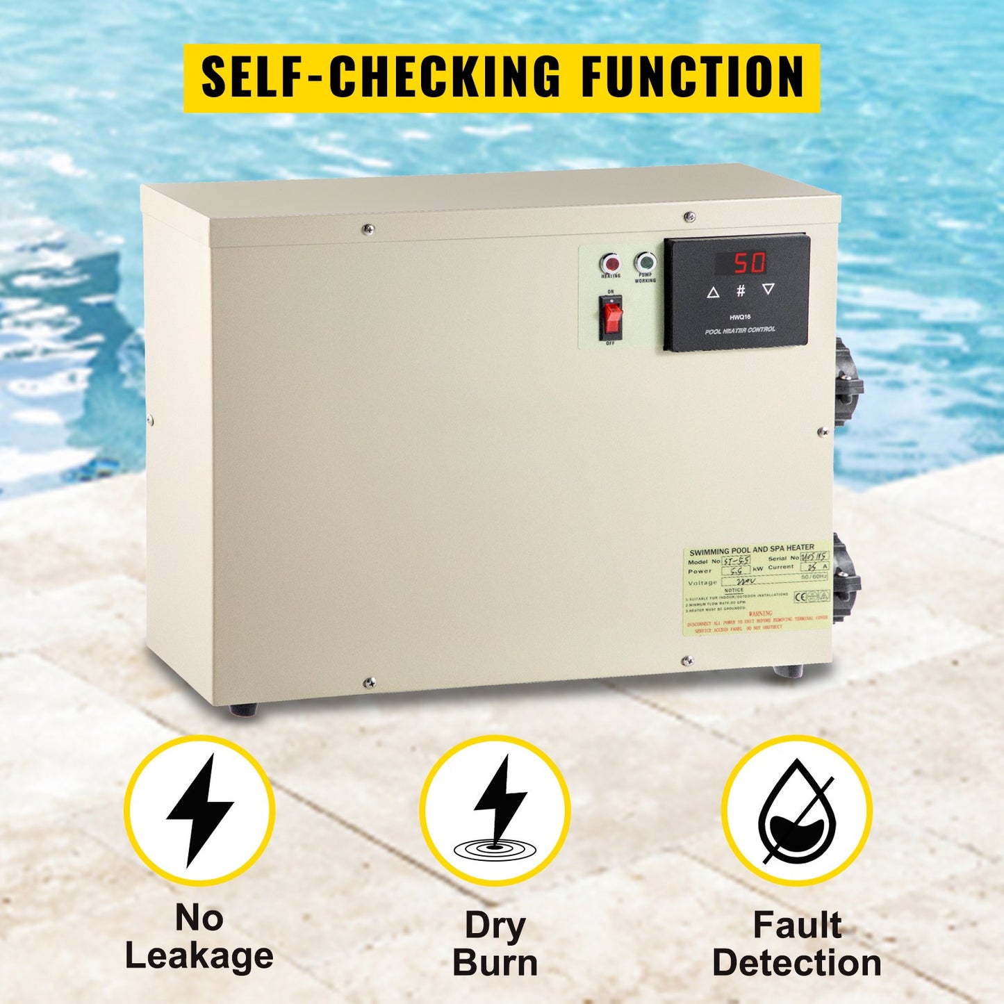VEVOR Pool Heater Electric 11KW 220V Spa Heater Electric Heating and Thermostat