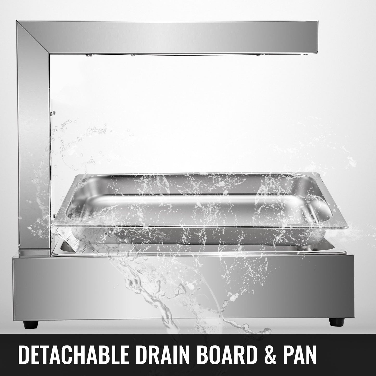 VEVOR Fry Warmer w/ Detachable Drain Board & Drip Pan French Fry Heat Lamp 30-85℃