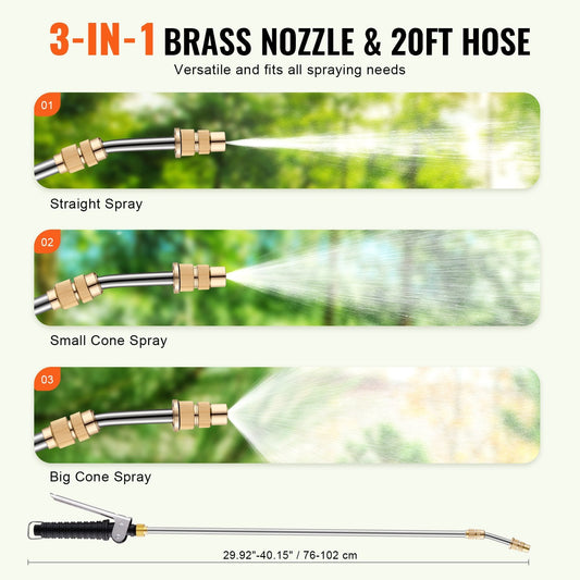 60L ATV/UTV Spot Sprayer with Adjustable Brass Nozzle and 1.9 GPM Flow Rate