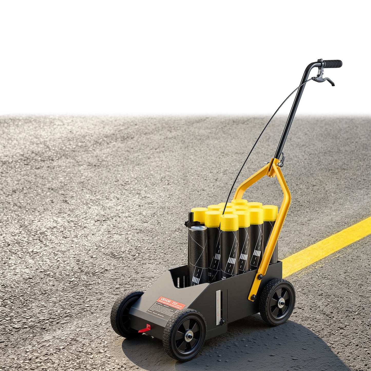 Striping Line Marking Machine 12-Can Capacity Black with 4 Wheels, Parking Lot Striping Machine, 50-100 mm Adjustable Line Width, Heavy Duty, Fast and Accurate Marking, with Adapter Nozzle