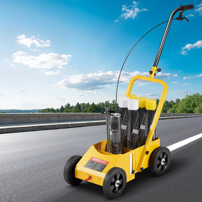 Striping Line Marking Machine, 610 x 330 x 900 mm, 4-Wheel, Heavy Duty Striping Line Machine with 56-102 mm Adjustable Width, Make Clear Edge Line for Roads, Parking Lots, Sports Field, Yellow
