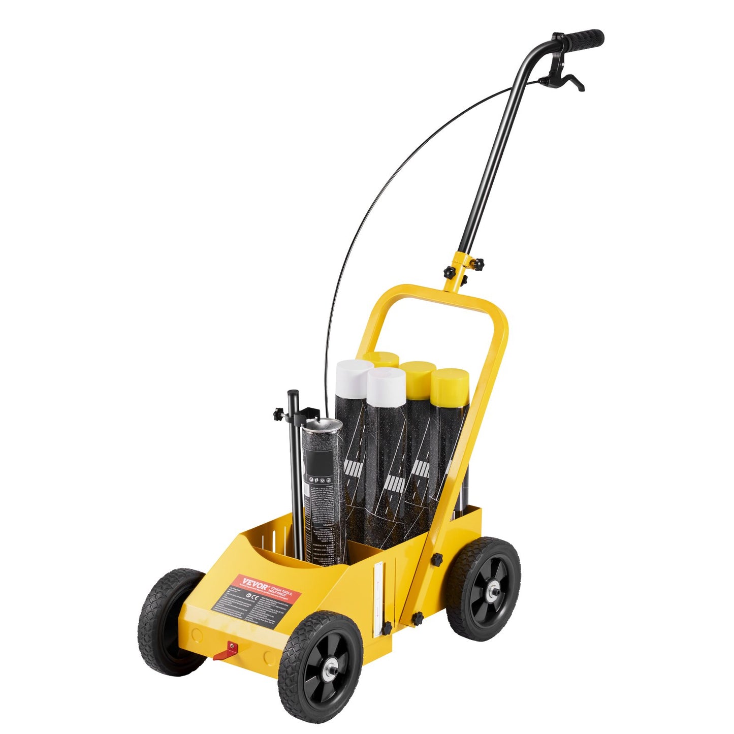 Striping Line Marking Machine, 610 x 330 x 900 mm, 4-Wheel, Heavy Duty Striping Line Machine with 56-102 mm Adjustable Width, Make Clear Edge Line for Roads, Parking Lots, Sports Field, Yellow