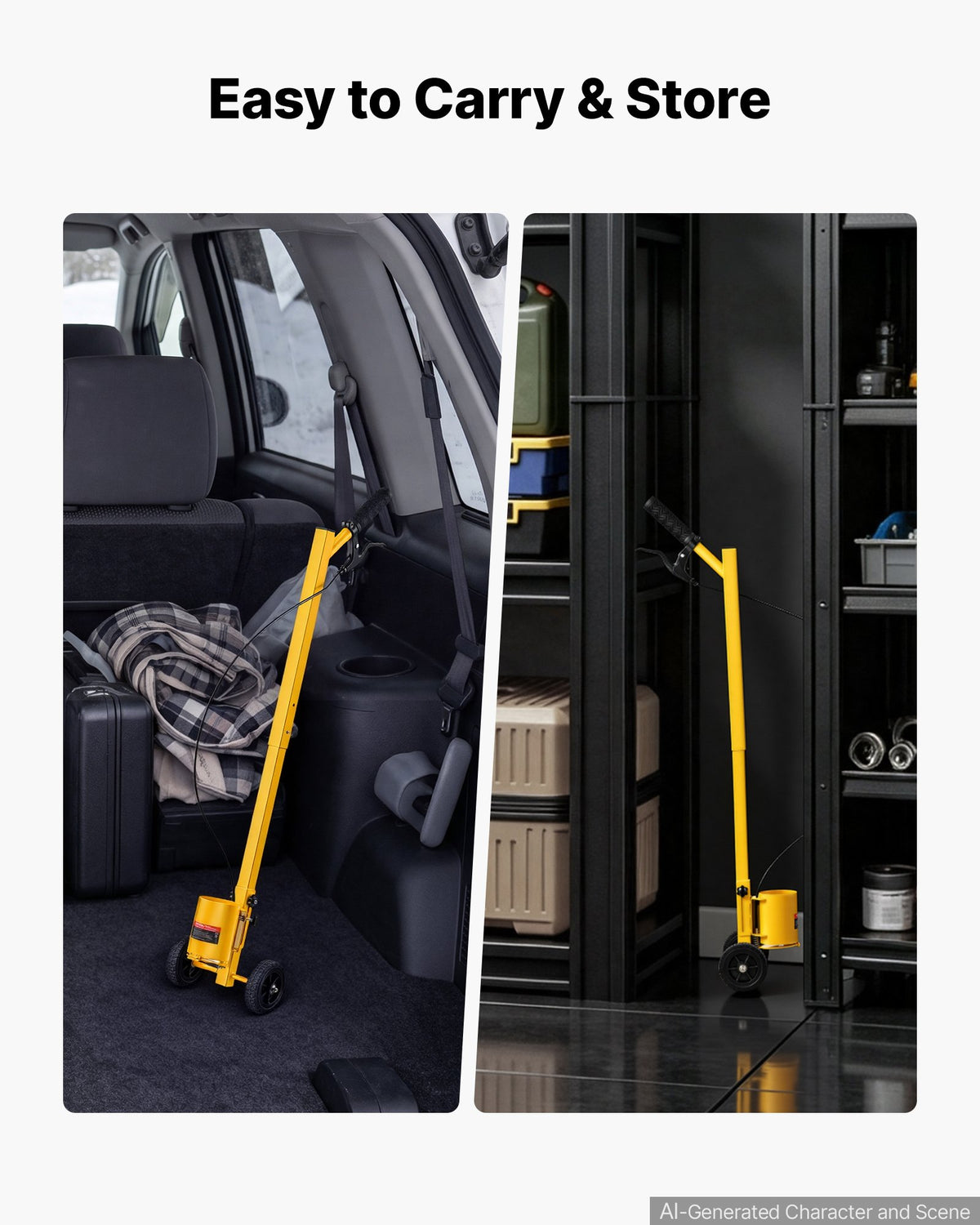 Striping Line Painting Wand Industrial Two-Wheel Marking Paint Wand, For Ground Marking, Parking Lot and Field, Lightweight and Easy to Push, Compatible with Inverted Striping Paint, Yellow