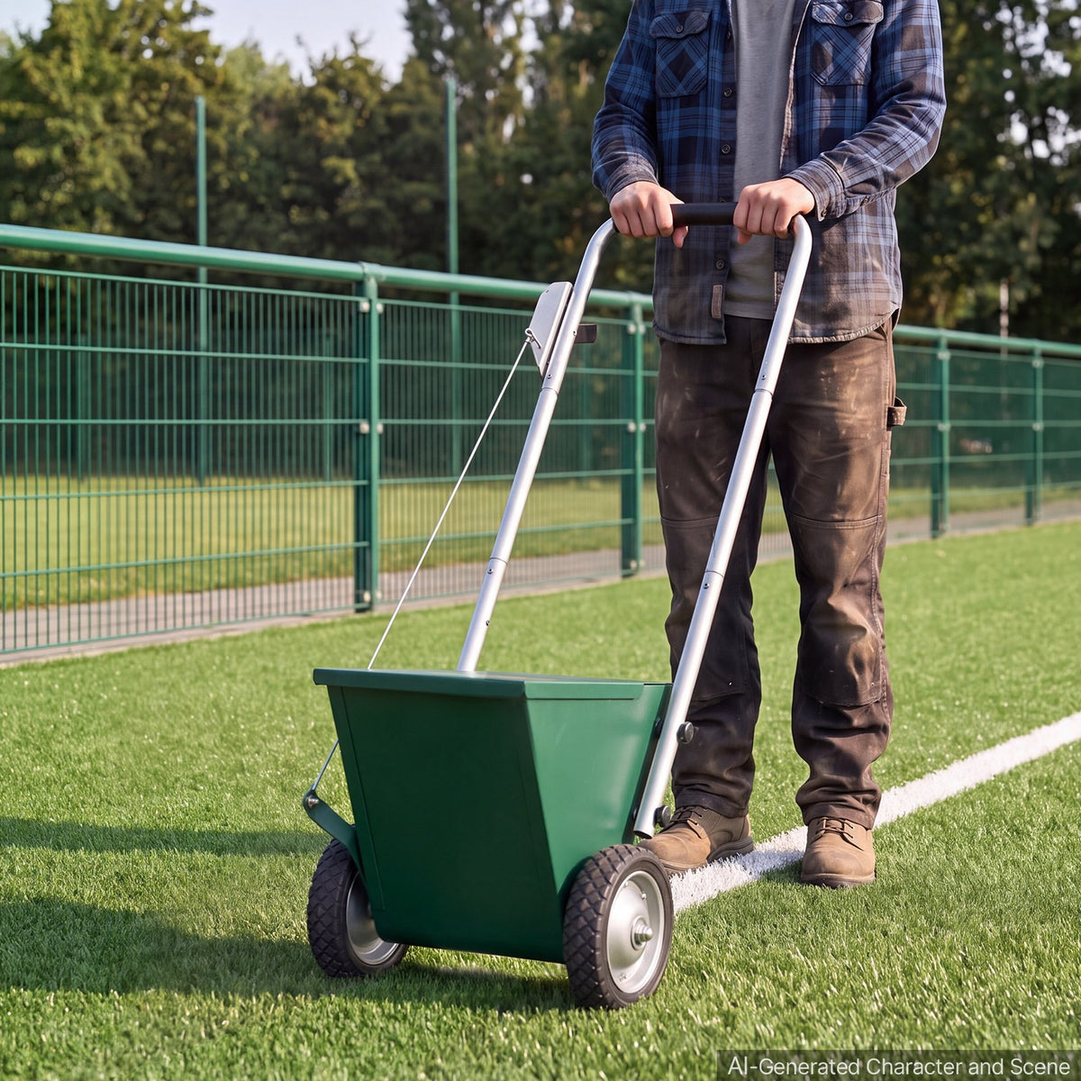 Steel Dry Line Marker 11.3kg Powder Capacity Field Dry Line Chalker, For Small Fields, 50-100 mm Adjustable Line Width, with 2 Heavy-Duty Wheels, Clear and Even Marking, Easy One-Person Pushing