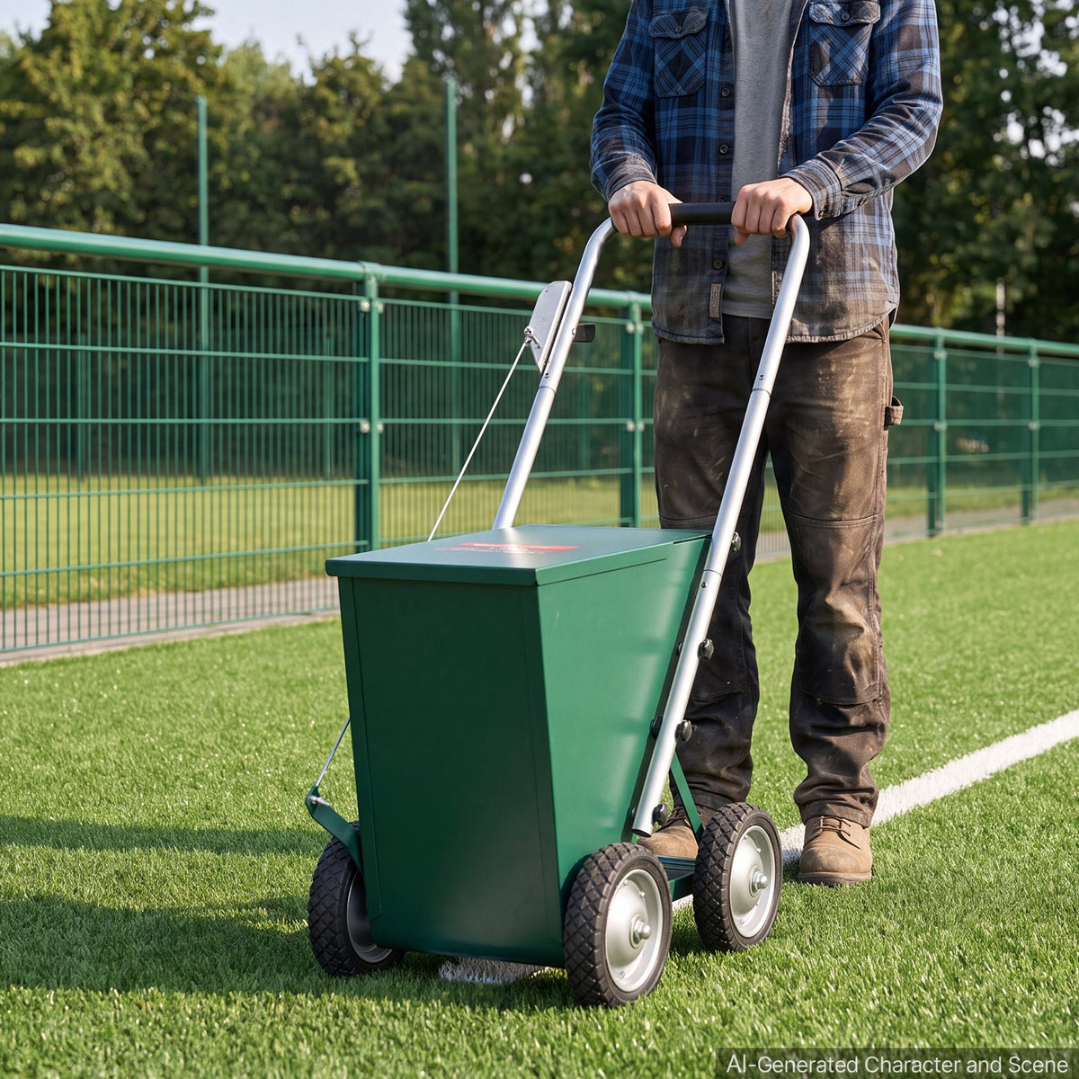 Steel Dry Line Marker 22.7kg Powder Capacity Field Dry Line Chalker, For Standard Fields, 50-100 mm Adjustable Line Width, with 4 Heavy-Duty Wheels, Clear Even Marking, Easy One-Person Pushing
