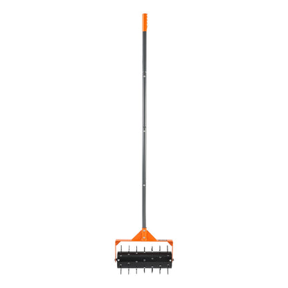 Rolling Lawn Aerator, 410mm Manual Push Aerator Roller with 42 Spikes & 60 in Long Handle, Fillable Drum for Added Weight, Heavy-Duty Lawn Soil Penetrator for Garden Yard Compacted Soils