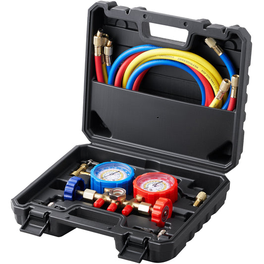 VEVOR AC Gauge Set - 3 Way AC Manifold Gauge Set for R134A R22 R12 R502 Refrigerant,