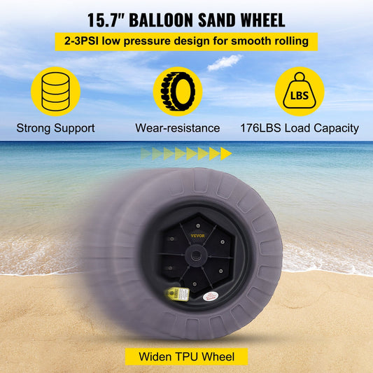 Inflatable Beach Wheels 40 cm TPU, 80 kg Capacity, Versatile Terrain Use