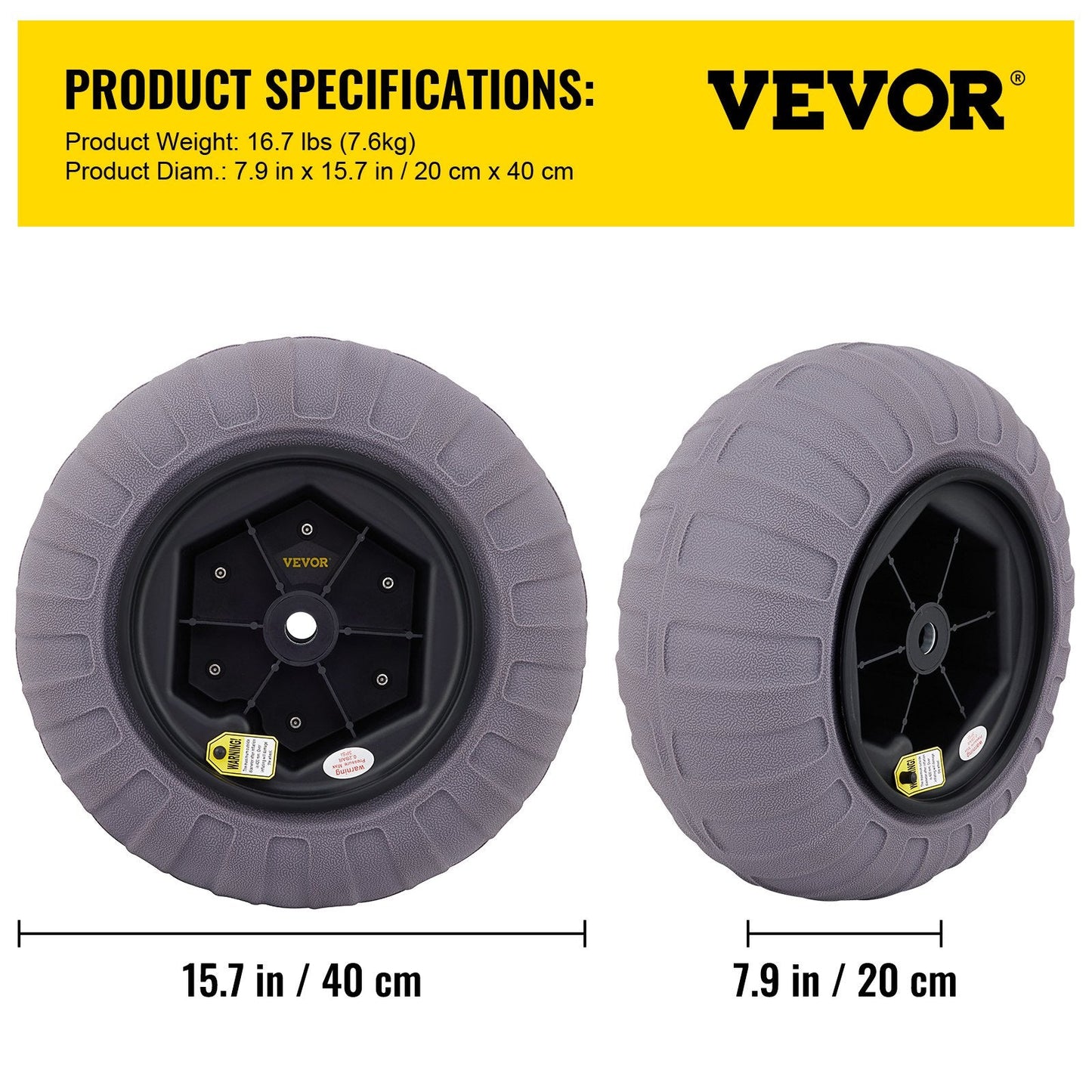 Inflatable Beach Wheels 40 cm TPU, 80 kg Capacity, Versatile Terrain Use