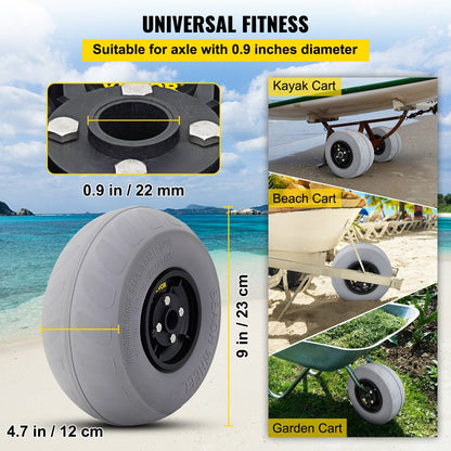 Inflatable PVC Beach Wheels (23 cm) - 35 kg Capacity for All Terrains
